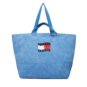 Torebka Tommy Hilfiger. Niebieskie shopper bag TOMMY HILFIGER, bez wzorów, bez dodatków. Za 409,99 zł.