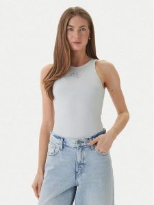 Guess Top W6RP39 KD092 Zielony jasny Regular Fit. Zielone topy Guess, xs, z aplikacjami, z syntetyku, bez kołnierzyka, bez ramiączek. Za 111,99 zł.