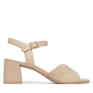 Sandały Caprice. Brązowe sandały Caprice, bez wzorów, bez obcasa, na słupku, bez zapięcia. Za 329,99 zł.