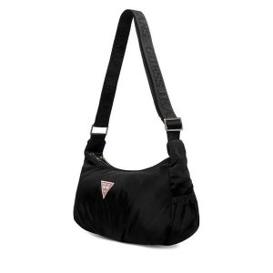 Torebka Guess Jeans. Czarne listonoszki Guess Jeans, z aplikacjami, z jeansu, bez dodatków. Za 199,99 zł.