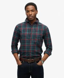 Superdry Koszula Vintage w Kratę z Bawełny Organicznej. Niebieskie koszule Superdry, xl, bez wzorów, z bawełny, bez kołnierzyka, bez ramiączek. Za 314,00 zł.
