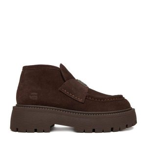 Botki G-Star Raw. Brązowe botki G-Star Raw, bez wzorów, bez obcasa, na płaskiej podeszwie, bez zapięcia. Za 339,99 zł.