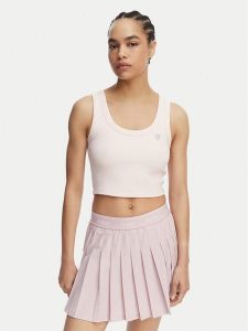 Guess Top V6GP07 K2987 Różowy jasny Slim Fit. Czerwone topy Guess, xl, z aplikacjami, z wiskozy, bez kołnierzyka, bez ramiączek. Za 154,99 zł.