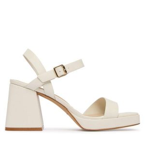 Sandały Aldo. Białe sandały ALDO, bez wzorów, bez obcasa, na słupku, bez zapięcia. Za 319,99 zł.