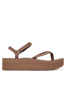 Teva Sandały Flatform Slim 1164630 Brązowy. Brązowe sandały Teva, bez wzorów, z materiału, bez obcasa, na koturnie, bez zapięcia. Za 279,99 zł.