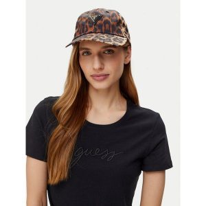 Czapka z daszkiem Guess. Brązowe czapki Guess, z aplikacjami. Za 129,99 zł.