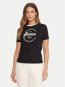 Guess T-Shirt V5BI03 J1314 Czarny Slim Fit. Czarne t-shirty Guess, xl, z aplikacjami, z bawełny, bez kołnierzyka, bez ramiączek. Za 139,99 zł.