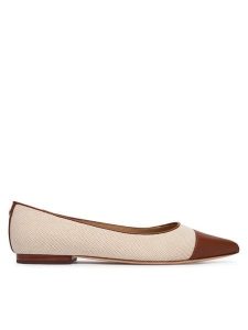 LAUREN RALPH LAUREN Baleriny 802P10530003 Beżowy. Brązowe balerinki Lauren Ralph Lauren, bez wzorów, z materiału, bez obcasa, bez zapięcia. Za 468,99 zł.