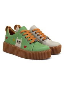 Goby Sneakersy w kolorze kremowo-zielonym rozmiar: 39. Brązowe trampki Goby, bez wzorów, bez zapięcia. Za 334,45 zł.
