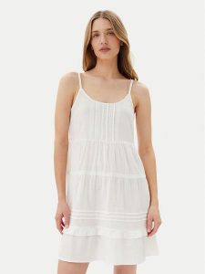 Vero Moda Sukienka letnia Pretty 10325236 Biały Regular Fit. Białe kombinezony Vero Moda, na lato, s, bez wzorów, z bawełny, bez kołnierzyka, bez ramiączek. Za 119,99 zł.