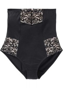 Figi, silny efekt modelowania sylwetki. Czarne figi bonprix, bez wzorów, z jeansu. Za 79,99 zł.