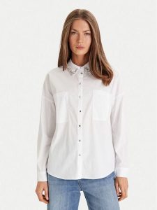 Morgan Koszula 252-CRISTO Biały Loose Fit. Białe koszule Morgan, bez wzorów, z bawełny, bez kołnierzyka, bez ramiączek. Za 299,99 zł.