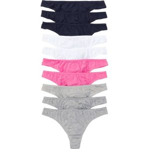 Stringi (10 par). Czarne stringi bonprix, bez wzorów. Za 87,99 zł.