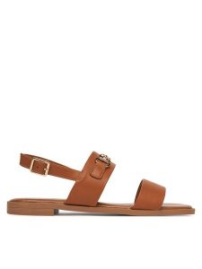 Nine West Sandały 678322-CCC Brązowy. Brązowe sandały Nine West, bez wzorów, z materiału, bez obcasa, na płaskiej podeszwie, bez zapięcia. Za 135,99 zł.