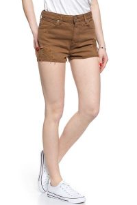 WRANGLER THE SHORT SADDLE BROWN W27XRJ248 112128207. Brązowe szorty Wrangler, bez wzorów. Za 129,99 zł.