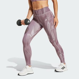 Legginsy Optime Full-Length Print. Czarne legginsy ADIDAS, bez wzorów, z materiału. Za 276,60 zł.