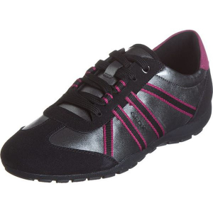 Sneakersy w kolorze czarno-srebrnym. Czarne trampki marki Geox Men & Women, z gumy. W wyprzedaży za 218,95 zł.