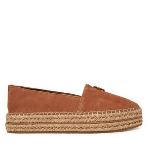 Espadryle Tommy Hilfiger. Brązowe espadryle TOMMY HILFIGER, bez wzorów, bez obcasa. Za 329,99 zł.