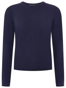 Zwillingsherz Kaszmirowa koszulka w kolorze granatowym rozmiar: M. Niebieskie bluzki Zwillingsherz, m, bez wzorów, z kaszmiru, bez kołnierzyka, bez ramiączek. Za 304,99 zł.