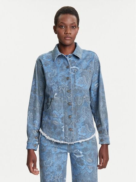 Desigual Koszula jeansowa Pasleyblue 25WWEW68 Niebieski Loose Fit. Niebieskie koszule Desigual, xl, bez wzorów, z bawełny, bez kołnierzyka, bez ramiączek. Za 499,99 zł.