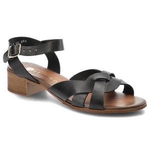 Czarne Sandały Armodo Modne Buty Damskie. Czarne sandały Armodo, bez wzorów, bez obcasa, na obcasie, bez zapięcia. Za 259,00 zł.