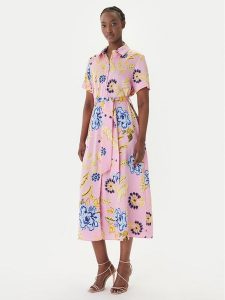 LOLA CASADEMUNT Sukienka koszulowa LS2616088 Różowy Regular Fit. Czerwone sukienki LOLA CASADEMUNT, xl, bez wzorów, z syntetyku, bez kołnierzyka, bez ramiączek, koszulowe. Za 605,99 zł.