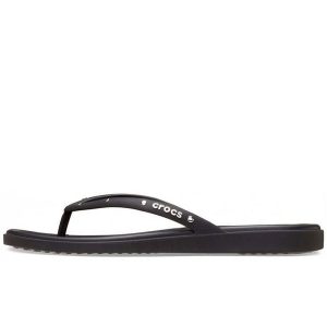 Klapki Crocs Miami Studded Flip W Damskie. Czarne klapki Crocs, bez wzorów, z materiału, bez obcasa, na koturnie. Za 281,99 zł.