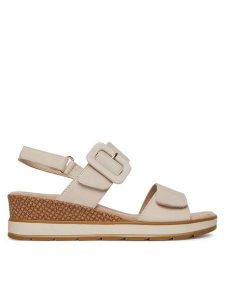Caprice Sandały 9-28753-42 Biały. Białe sandały Caprice, bez wzorów, z nubiku, bez obcasa, na koturnie, bez zapięcia. Za 229,99 zł.