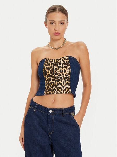 Noisy May Top 27033511 Granatowy Slim Fit. Niebieskie topy Noisy may, m, bez wzorów, z bawełny, bez kołnierzyka, bez ramiączek. Za 99,99 zł.