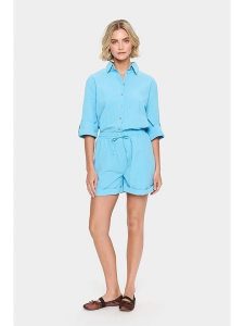 SAINT TROPEZ Szorty w kolorze błękitnym rozmiar: L. Niebieskie szorty Saint Tropez, bez wzorów, z bawełny, z podwyższonym stanem. Za 113,95 zł.