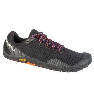 Buty do biegania damskie, l Vapor Glove 6. Czarne buty sportowe Merrell, bez wzorów, z gumy, bez zapięcia, do biegania. Za 449,99 zł.