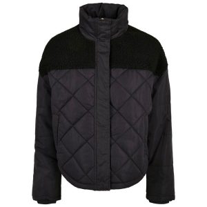 Kurtka damska Urban Classics diamond quilt puffer oversized (GT). Czarne kurtki Urban Classics, bez wzorów, z puchu, bez kaptura. Za 358,50 zł.