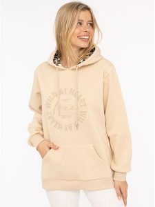 Zwillingsherz Bluza "Wild at heart" w kolorze beżowym rozmiar: L/XL. Brązowe bluzy Zwillingsherz, l, bez wzorów, z kapturem. Za 259,13 zł.
