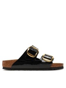 Birkenstock Klapki Arizona Big Buckle Bf 1027918 Czarny. Czarne klapki Birkenstock, bez wzorów, ze skóry, bez obcasa. Za 474,99 zł.
