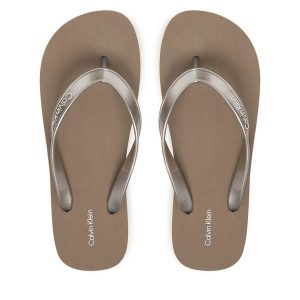 Japonki Calvin Klein. Żółte klapki Calvin Klein, bez wzorów, bez obcasa. Za 189,99 zł.