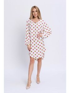 Marks & Spencer Sukienka w kolorze kremowo-różowym rozmiar: 47. Białe sukienki Marks & Spencer, bez wzorów, z wiskozy, bez kołnierzyka, bez ramiączek, mini. Za 61,60 zł.