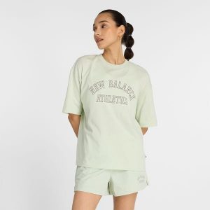 Koszulka damska New Balance WT43542NUM – miętowa. Zielone bluzki New Balance, s, bez wzorów, z materiału, sportowe, bez kołnierzyka, bez ramiączek. Za 99,99 zł.