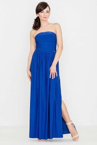Niebieska Zmysłowa Gorsetowa Maxi Sukienka. Niebieskie sukienki Katrus, l, bez wzorów, z bawełny, bez kołnierzyka, bez ramiączek, maxi, gorsetowe. Za 259,00 zł.