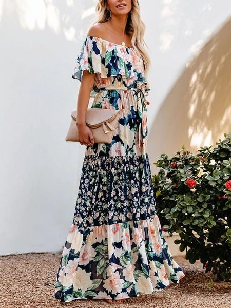 Milan Kiss Sukienka ze wzorem rozmiar: L. Niebieskie sukienki Milan Kiss, na imprezę, l, bez wzorów, z tkaniny, bez kołnierzyka, bez ramiączek, maxi. Za 135,49 zł.