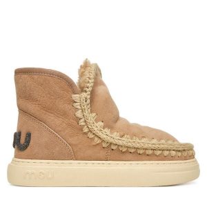 Śniegowce Mou. Brązowe buty zimowe Mou, bez obcasa, bez zapięcia. Za 909,99 zł.