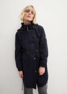 Parka trencz z dużymi kieszeniami. Czarne płaszcze bonprix, bez wzorów, z kapturem. Za 229,99 zł.