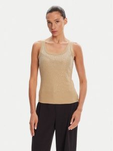 Rinascimento Top CFC0124040003 Beżowy Regular Fit. Brązowe topy Rinascimento, m, bez wzorów, z bawełny, bez kołnierzyka, bez ramiączek. Za 179,99 zł.