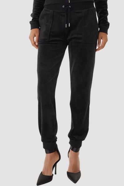 JUICY COUTURE Czarne dresy damskie Willow Cuff Jogger, Rozmiar S. Czarne spodnie dresowe Juicy Couture, s, bez wzorów, z dresówki. W wyprzedaży za 196,99 zł.