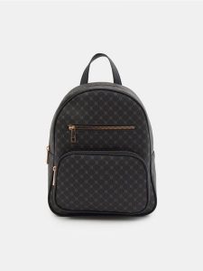 Plecak z imitacji skóry z monogramem - czarny. Czarne plecaki Sinsay. Za 59,99 zł.