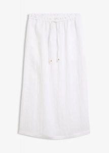 Spódnica maxi z mieszanki wiskozy. Białe spódnice bonprix, bez wzorów, z wiskozy, maxi. Za 54,99 zł.