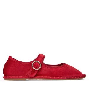 Baleriny JENNY. Czerwone balerinki Jenny, bez wzorów, bez obcasa, bez zapięcia. Za 89,99 zł.