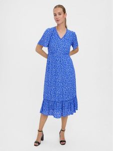 Vero Moda Sukienka codzienna Tirza 10268776 Niebieski Regular Fit. Niebieskie kombinezony Vero Moda, xs, bez wzorów, z wiskozy, bez kołnierzyka, bez ramiączek. Za 249,99 zł.