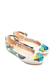 Goby Baleriny w kolorze kremowym ze wzorem rozmiar: 35. Brązowe balerinki Goby, bez wzorów, z materiału, bez obcasa, bez zapięcia. Za 165,99 zł.