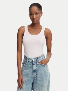 HUGO Top Damatank 50572293 Różowy jasny Slim Fit. Czerwone topy Hugo, s, bez wzorów, z bawełny, bez kołnierzyka, bez ramiączek. Za 129,99 zł.