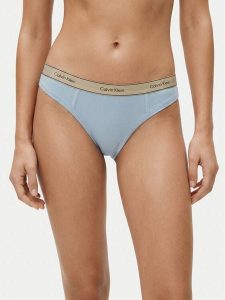 Calvin Klein Underwear Stringi LV00QF8771 Niebieski. Niebieskie stringi Calvin Klein Underwear, bez wzorów, z bawełny. Za 109,99 zł.